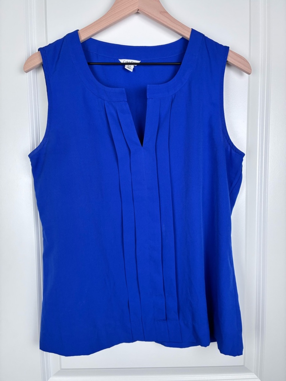 Calvin Klein Sleeveless Scoop Neck Work Office Tank Top Shell - Royal Blue Small